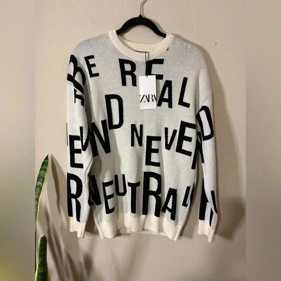 ZARA SWEATER BE REAL AND NEUTRAL - Picture 1 of 6